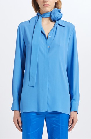 Košulja od krep tkanine s uklonjivim detaljem cvijeta