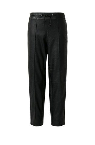 Trousers in faux leather with drawstring