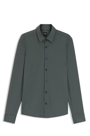 Slim fit košulja od performance-stretch jerseya s uzorkom