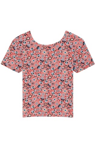 Cropped patterned  T-shirt with back detail