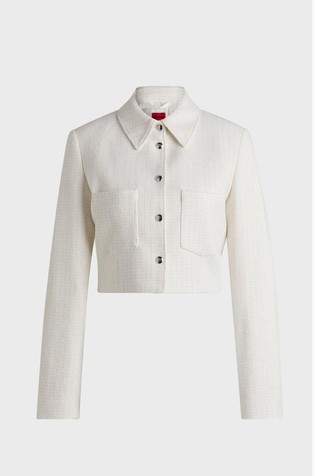 Regular fit cropped košulja-jakna od buklé mješavine pamuka