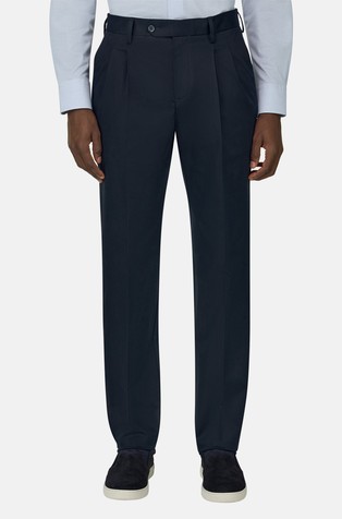 Stretch Cotton/Tencel Trousers with Pleats