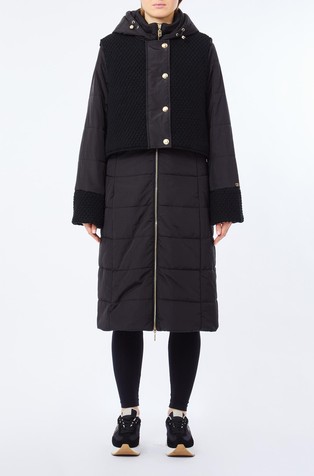 Duga prošivena jakna s uklonjivim prslukom s kapuljačom