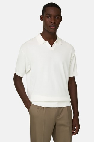Cotton and Silk Knitted Polo Shirt