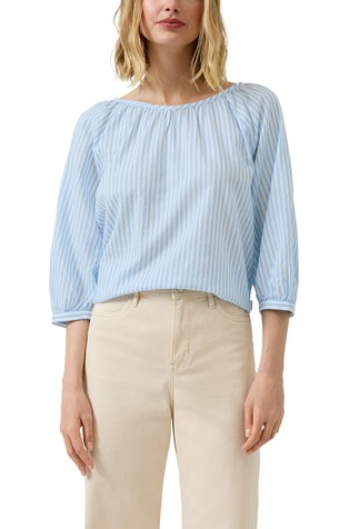 Striped cotton-viscose blend blouse