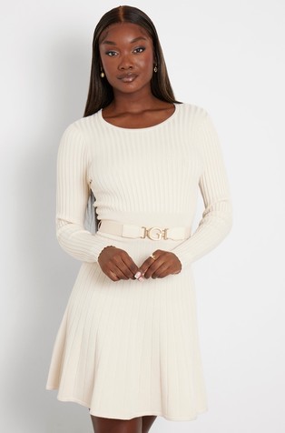 Paige ribbed dress with long sleeves