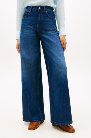 Jeans hlače s visokim strukom i širokim nogavicama