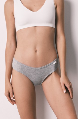 Stretch cotton-blend Brazilian panty