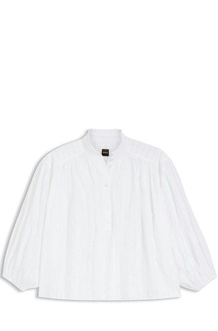 Relaxed-fit cotton blouse with balloon sleeves