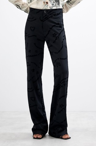 Flocked lettering trousers