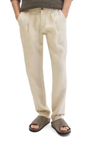 Tapered fit linen pants