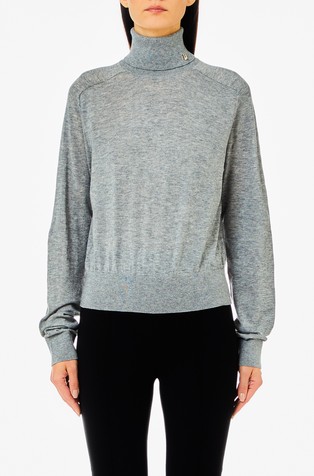 Cotton-cashmere blend turtle-neck