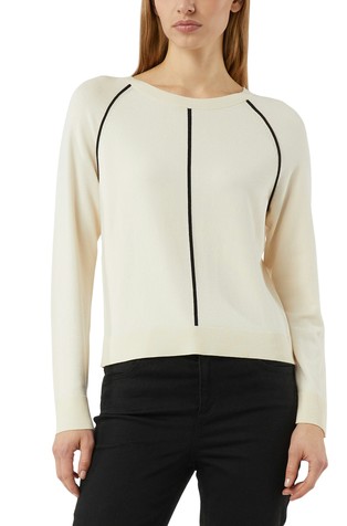 Fine knit viscose blend sweater with contrasting stripes