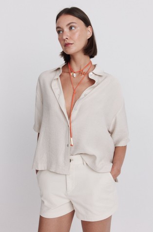 Viscose-blend short sleeve shirt