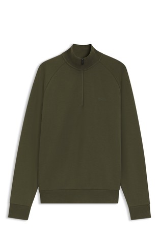 Zip-neck sweatshirt in stretch cotton