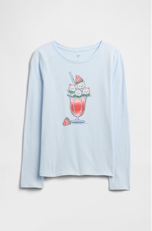 Majica dugih rukava s printom za djevojčice