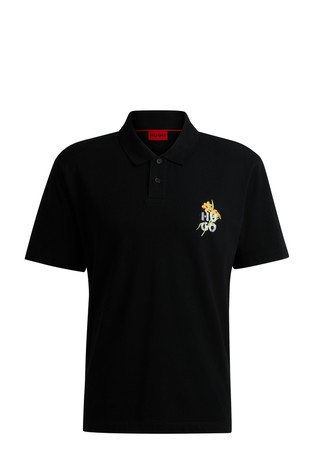 Pamučna piké polo majica s umjetničkim otiskom naslaganog logotipa