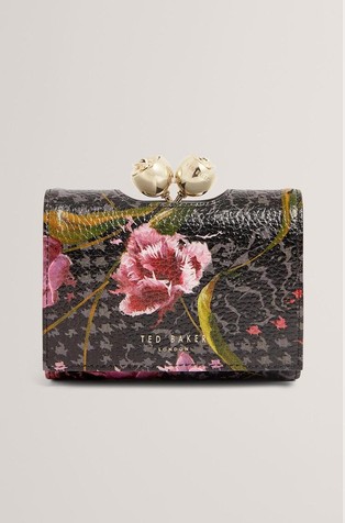 Rose Clasp Printed Leather Small Purse