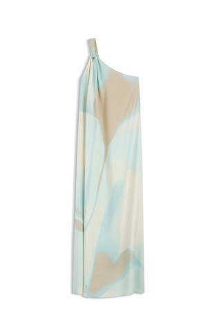 Haljina od viskoze i lana s otkrivenim ramenom