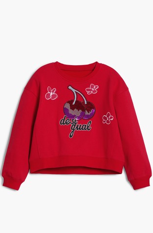 Cropped pulover s motivom trešnje sa šljokicama