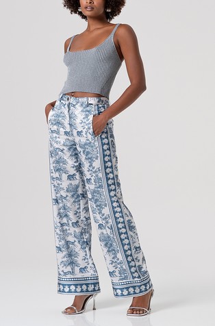 Palazzo hlače s kontrastnim uzorkom