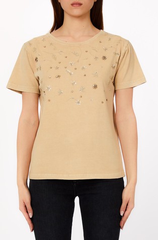 Cotton T-shirt with decorations