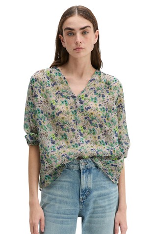 Relaxed viscose blouse with floral print