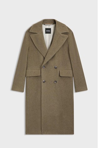 Kaput s dvorednim kopčanjem i uzorkom riblje kosti