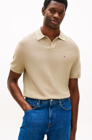 Relaxed fit pletena polo majica kratkih rukava