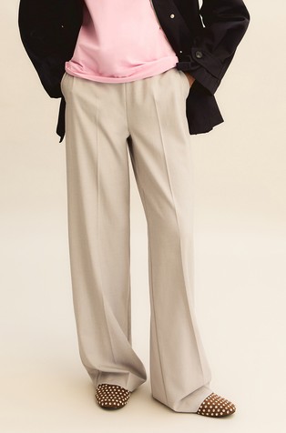 Drawstring trousers in lamé-embellished viscose-blend fabric