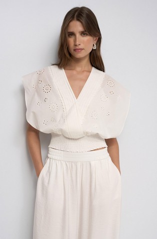 Blouse with broderie anglaise