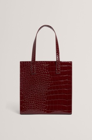 Manja lakirana tote torbica s imitacijom krokodilske kože