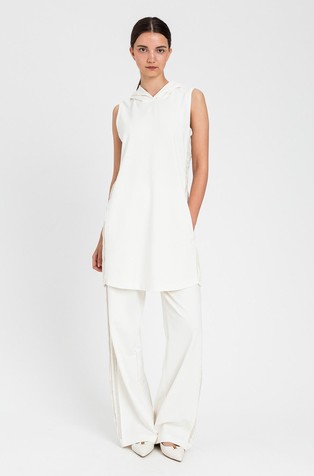 Crêpe de Chine wide trousers With lace inserts