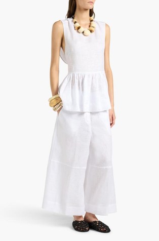 Linen blouse with flounce