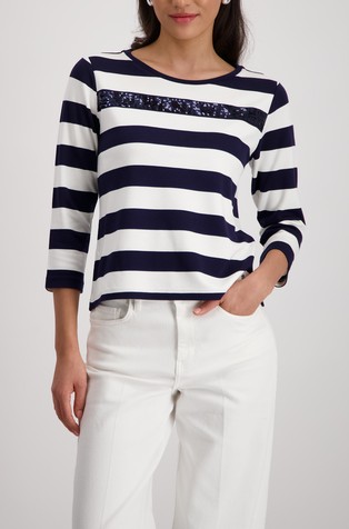 Sweatshirt with sequin stripes
