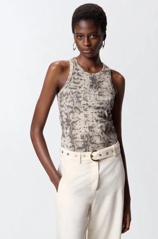 Ribbed vest top with snake print