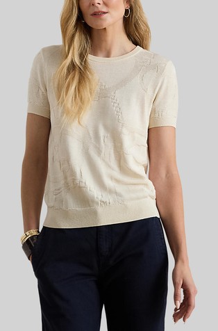 Pletena majica kratkih rukava s uzorkom