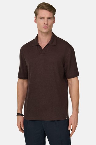 Polo majica kratkih rukava od rastezljivog lanenog jerseya