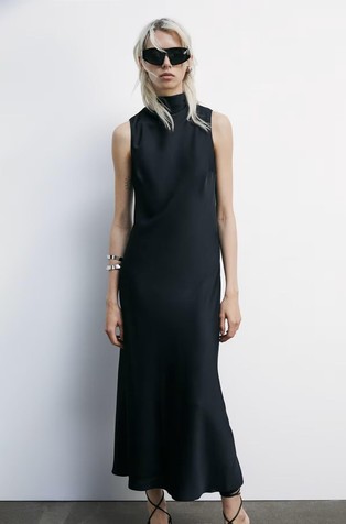 Satin midi sleeveless dress