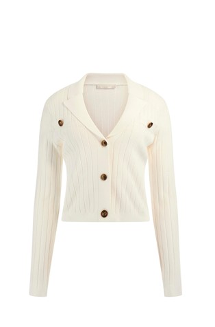 Rib-knit cardigan jacket in viscose blend