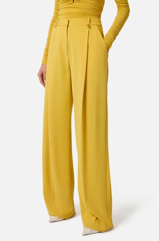 Straight fit hlače od krep tkanine s logo detaljem