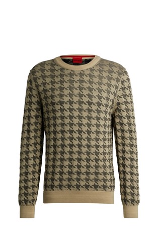 Pleten pamučni pulover s pepita uzorkom