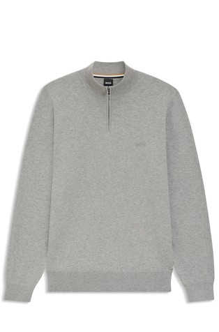 Pleten pamučni pulover s djelomičnim kopčanjem i izvezenim logotipom