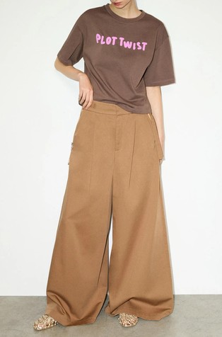 Extra-wide cotton trousers