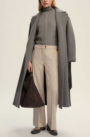 Straight fit wool-blend coat