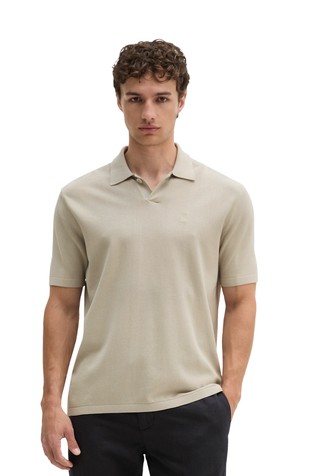 Short-sleeved knit polo shirt in organic cotton