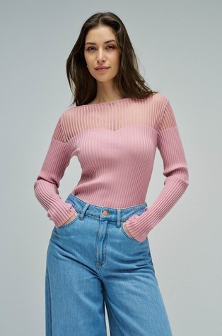 Ribbed jumper with transparency