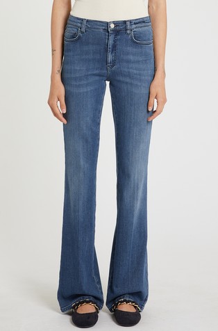 Mekane jeans hlače sa zvonastim nogavicama