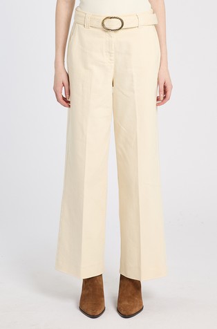 Cropped wide-leg trousers with belt