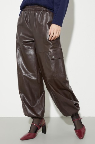 Glossy leather cargo trousers